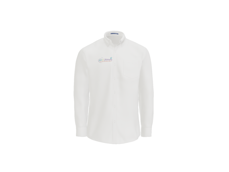 White shirt with a logo on a white background